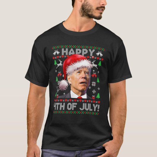 Santa Biden Happy 4Th Of July Ugly Christmas Sweat (Devant)