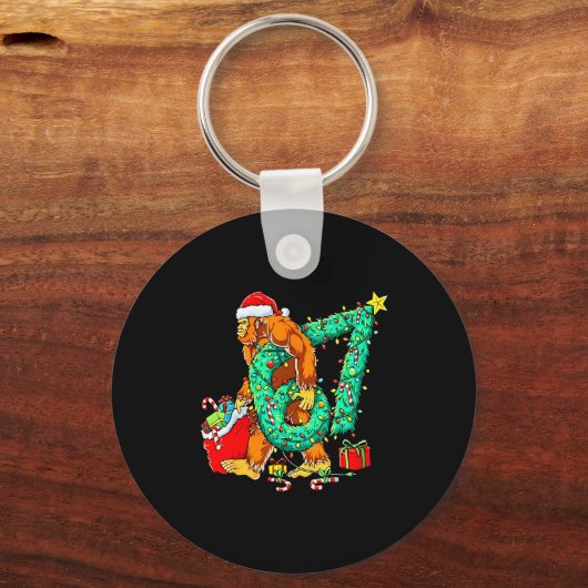 Santa Bigfoot 67 Christmas Tree Xmas Lights Funny Sleutelhanger (Voorkant)