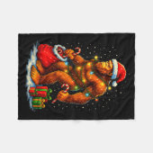 Santa Bigfoot Christmas Lights Funny Sasquatch Fleece Deken (Voorkant (Horizontaal))
