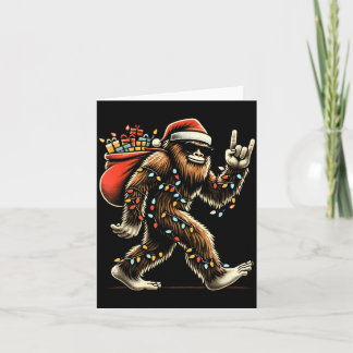 Santa Bigfoot Christmas Lights Funny Sasquatch Kaart