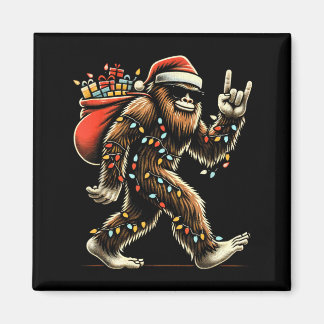 Santa Bigfoot Christmas Lights Funny Sasquatch Magneet