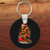 Santa Bigfoot Christmas Lights Funny Sasquatch Sleutelhanger (Voorkant)
