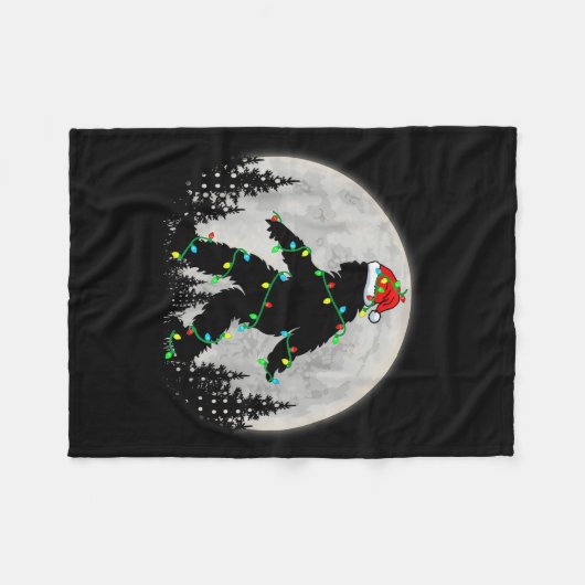 Santa Bigfoot Christmas Lights Rock Funny Sasquatc Fleece Deken (Voorkant (Horizontaal))