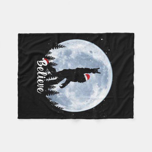 Santa Bigfoot Christmas Rock Roll Sasquatch Believ Fleece Deken (Voorkant (Horizontaal))