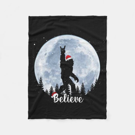 Santa Bigfoot Christmas Rock Roll Sasquatch Believ Fleece Deken (Voorkant)