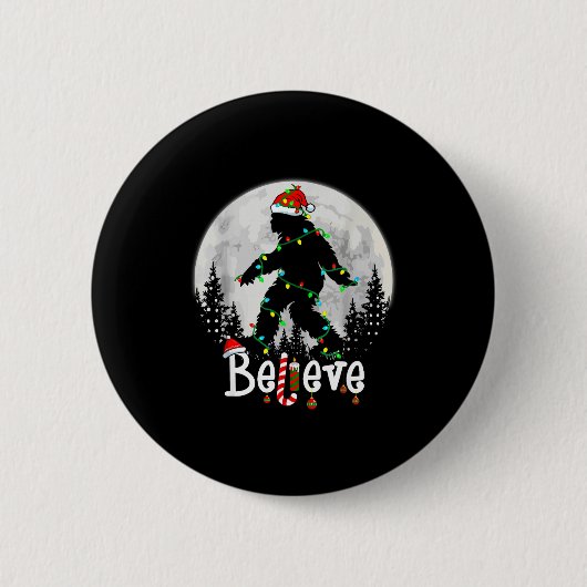 Santa Bigfoot Christmas Sasquatch Believe Xmas Men Ronde Button 5,7 Cm (Voorkant)