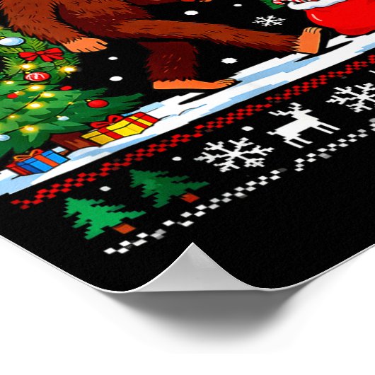 Santa Bigfoot Christmas Tree Funny Sasquatch 67 Poster (Hoek)