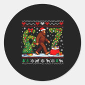 Santa Bigfoot Christmas Tree Funny Sasquatch 67 Ronde Sticker (Voorkant)