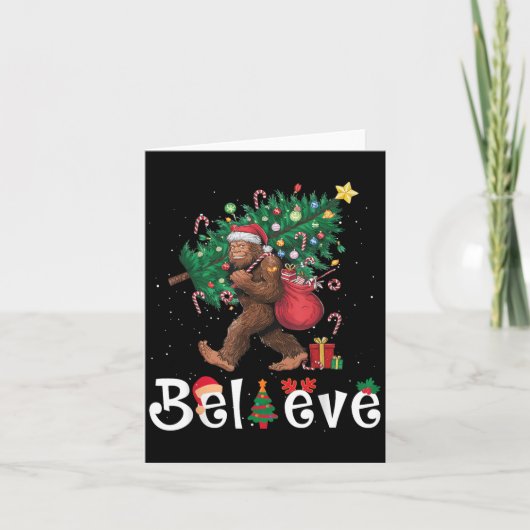 Santa Bigfoot Christmas Tree Lights Sasquatch Beli Kaart (Voorkant)