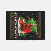 Santa Bigfoot Christmas Tree Xmas Lights Funny Sas Fleece Deken (Voorkant (Horizontaal))