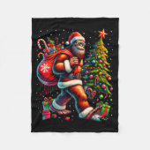 Santa Bigfoot Christmas Tree Xmas Lights Funny Sas Fleece Deken (Voorkant)