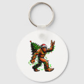 Santa Bigfoot Christmas Tree Xmas Lights Funny Sas Sleutelhanger (Voorkant)