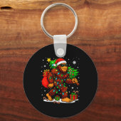Santa Bigfoot Christmas Tree Xmas Lights Funny Sas Sleutelhanger (Voorkant)