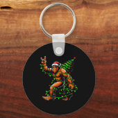 Santa Bigfoot Christmas Tree Xmas Lights Funny Sas Sleutelhanger (Voorkant)