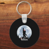Santa bigfoot kerst rock roll sasquatch geloof sleutelhanger (Voorkant)