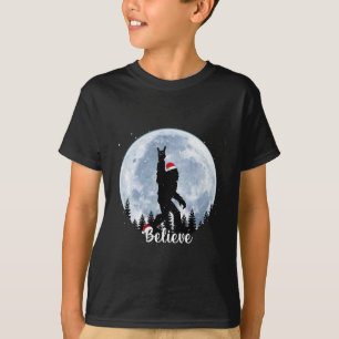 Santa bigfoot kerst rock roll sasquatch geloof t-shirt
