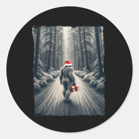 Santa Bigfoot Kerstmis Sasquatch geloof Ronde Sticker (Voorkant)