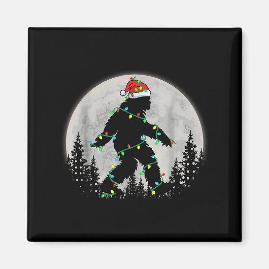 Santa Bigfoot Kerstverlichting Grappig Sasquatch B Magneet (Voorkant)