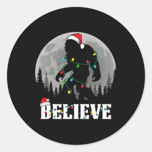 Santa Bigfoot Kerstverlichting Grappig Sasquatch B Ronde Sticker