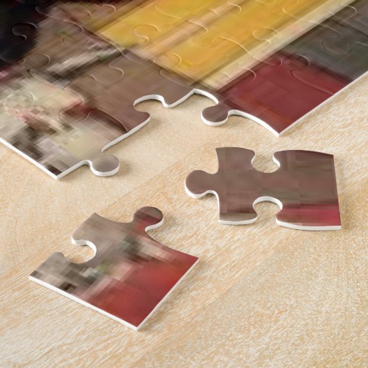 Santa bij open haard met Puppies  Retro Legpuzzel (Zijkant)