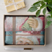  Santa bij Snowy Window Tissuepapier (Geschenk)