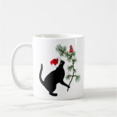 Santa Black Cat met rode vogel Mok (Links)