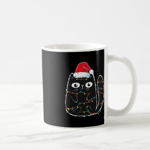 Santa Black Cat Tangled Up In Christmas Cat Lover Koffiemok