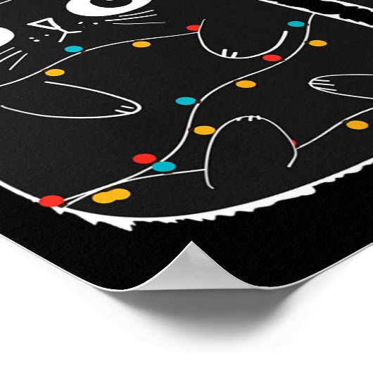 Santa Black Cat Tangled Up In Christmas Cat Lover Poster (Hoek)