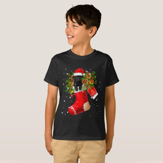 Santa Black Toy Odle In Christmas Sock Pajama T-shirt (Voorkant volledig)