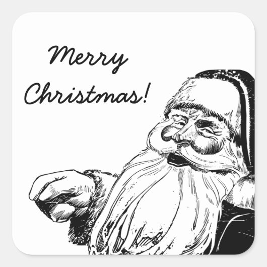  Santa Black & White Sticker (Voorkant)