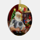 Santa - Blauwe rook Perzische kat Keramisch Ornament (Rechts)