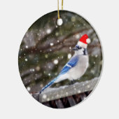 Santa Blue Jay Keramisch Ornament (Links)
