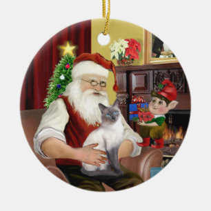 Santa - Blue Point Siamese Keramisch Ornament
