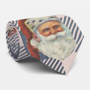 Santa Blue White Gingham Pattern Stropdas