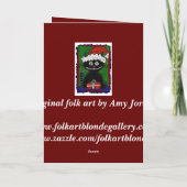 Santa Bo - Black Cat Christmas wenskaart (2) Feestdagen Kaart (Achterkant)