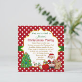 Santa, boom, kinderen kerstfeest met rotsen kaart (Staand voorkant)