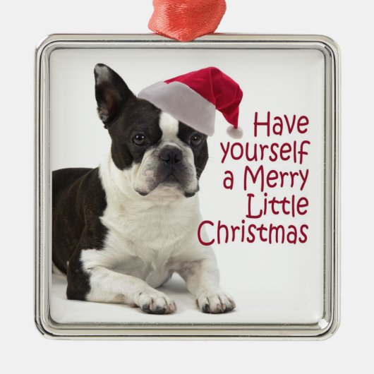 Santa Boston Terrier Ornament (Voorkant)