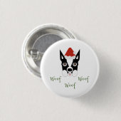 Santa Boston Terrier Pin Ronde Button 3,2 Cm (Voorkant /achterkant)
