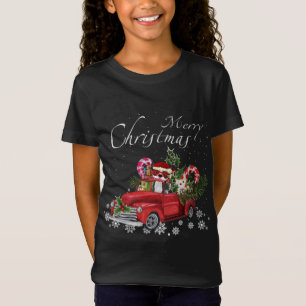Santa Boston Terrier Rijden Rode Vrachtwagen Vroli T-shirt