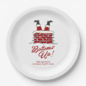 Santa Bottoms Up Funny Holiday Party Papieren Bordje (Voorkant)