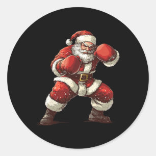 Santa Boxing Xmas Mma Muay Thai Lover Boxer Christ Ronde Sticker