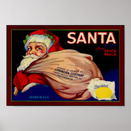 Santa Brand Lemons Ventura County California Fruit Poster