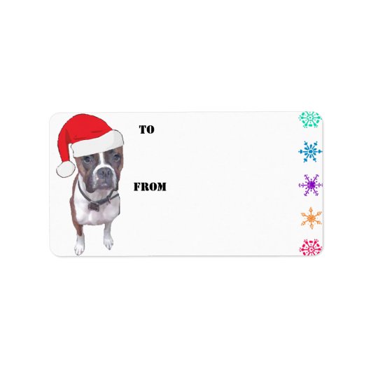 Santa Brindle Boxer Gift Labels (Voorkant)
