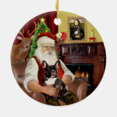 Santa-Brindle Franse Bulldog Keramisch Ornament (Achterkant)