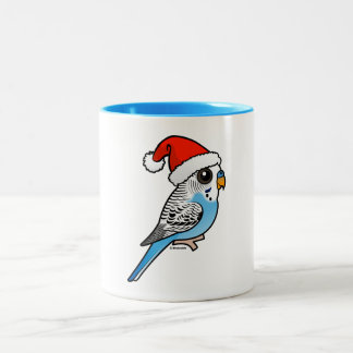 Santa Budgie Blue Tweekleurige Koffiemok