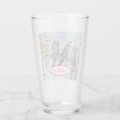 Santa Budgie Kerst Waterverf Schilderij Vogel Glas (Achterkant)