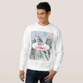 Santa Budgie Kerst Waterverf Schilderij Vogel Trui (Voorkant volledig)