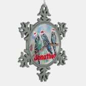 Santa Budgie Parrot Boys Name Ornament (Links)