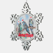 Santa Budgie Parrot Boys Name Ornament (Rechts)