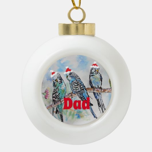 Santa Budgie Parrot Budgies vader Ornament (Voorkant)